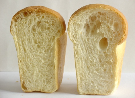 Хлебцы из сорта Лебедушка (слева) и сорта Юго-Восточная 2